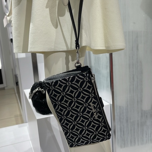 Michael Kors Jet Set Travel Large Double-Zip Wristlet-Wallet-PhoneHolder Black - Picture 9 of 16